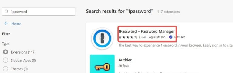 Step 4 Microsoft Edge Add-ons 1password